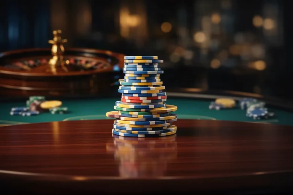Ảnh minh hoạ chồng chip tròn cho mục kinh nghiệm casino NEW88